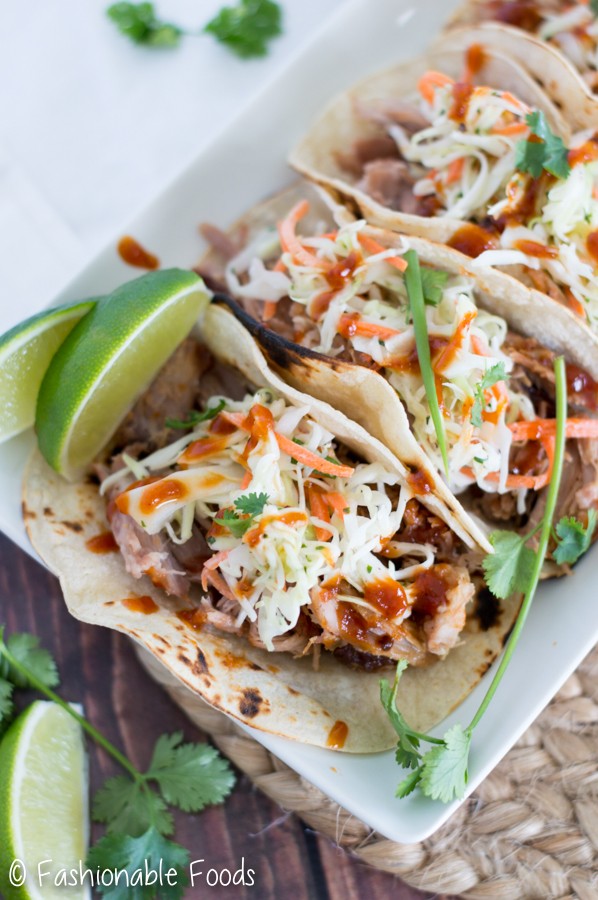 Alabama white sauce pulled pork tacos with cilantro and lime