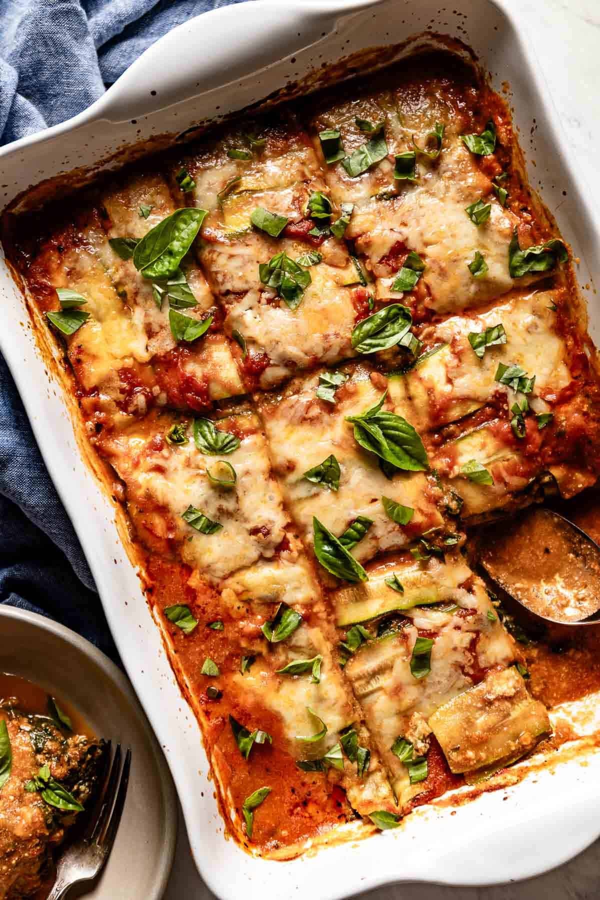keto zucchini lasagna with ricotta and spinach