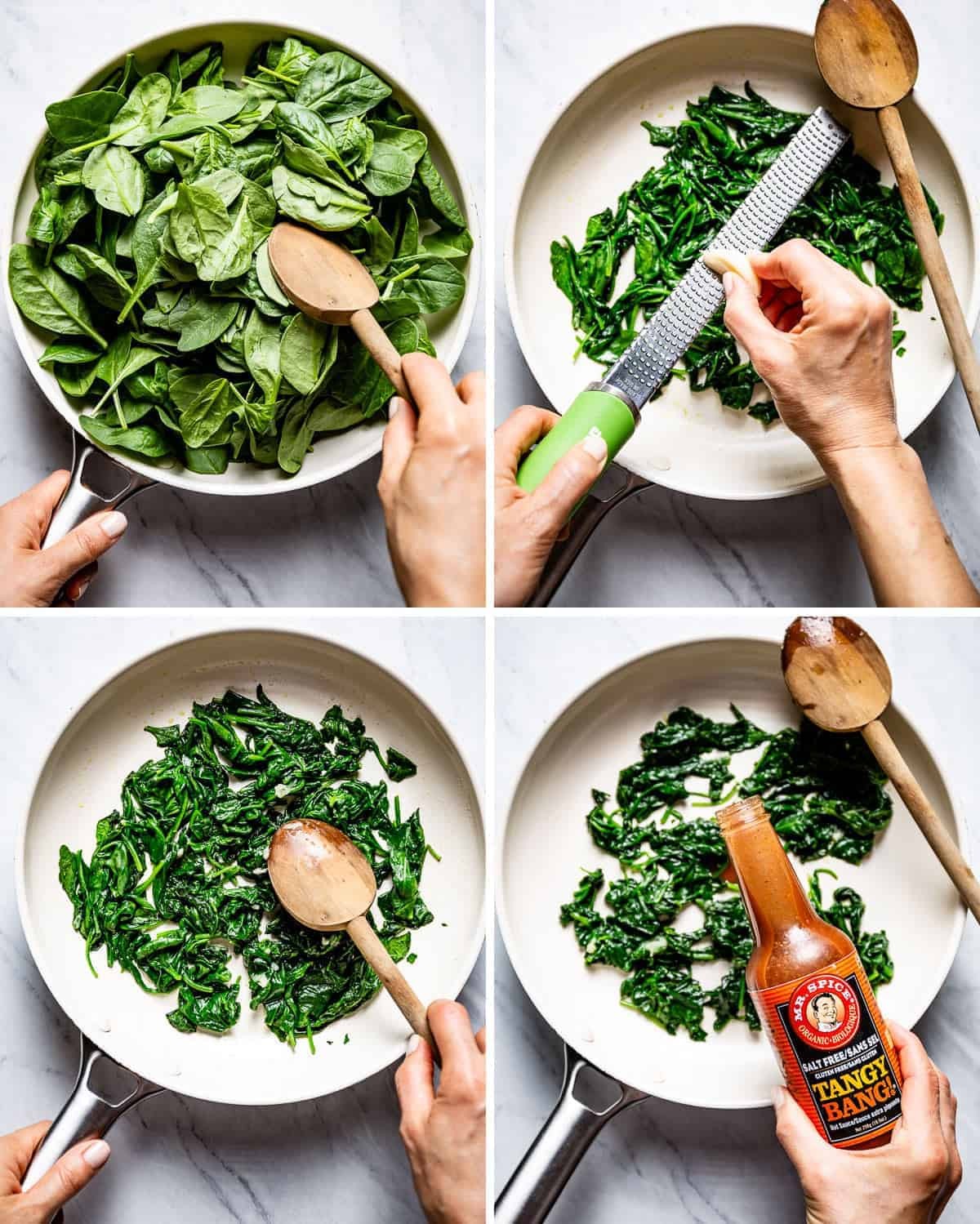 a person cooking spinach and ricotta quesadillas in a kitchen