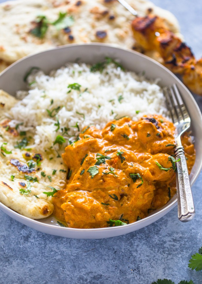 delicious Chicken Tikka Masala with naan bread