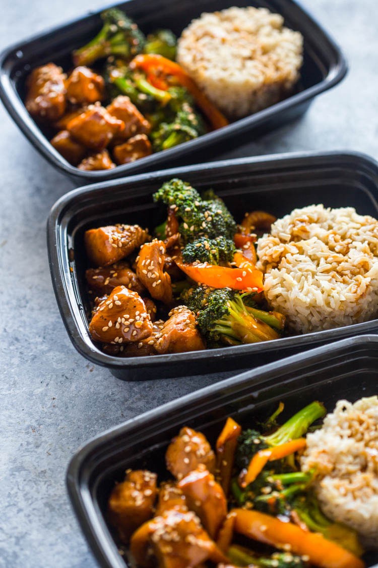 Teriyaki chicken and broccoli rice bowl bento box