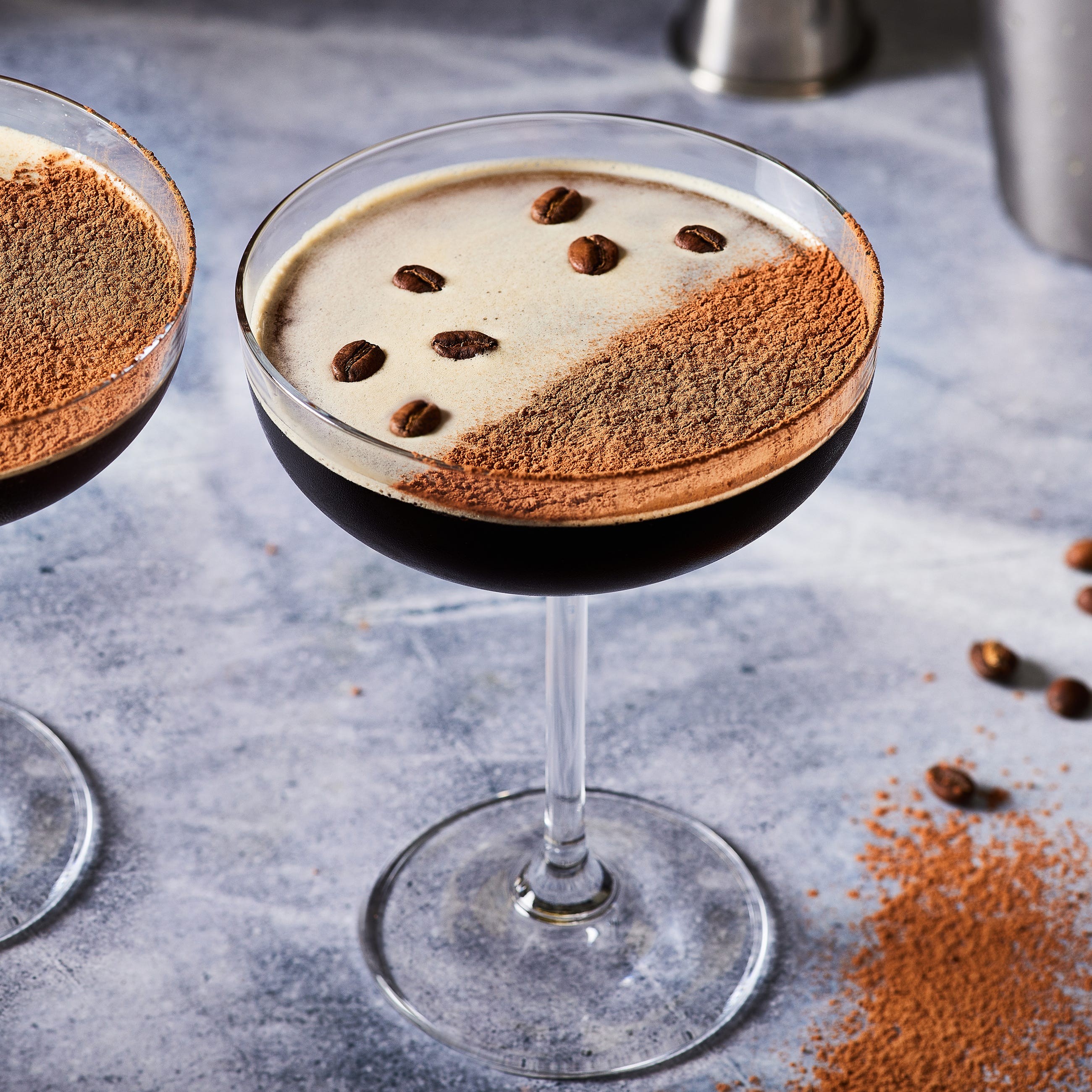Espresso Martini with Cold Brew and Coffee Beans garnish