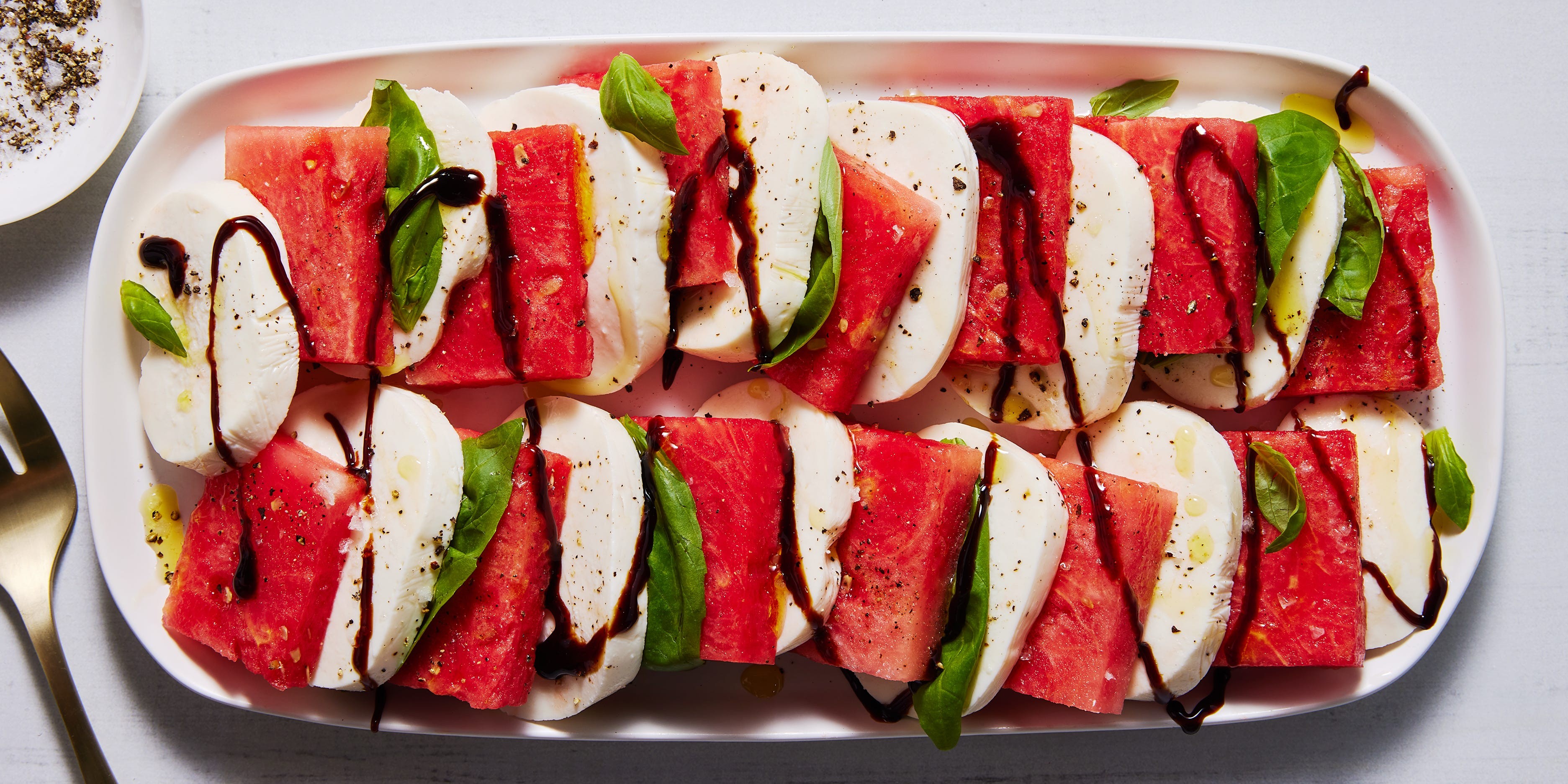 fresh watermelon basil mozzarella salad
