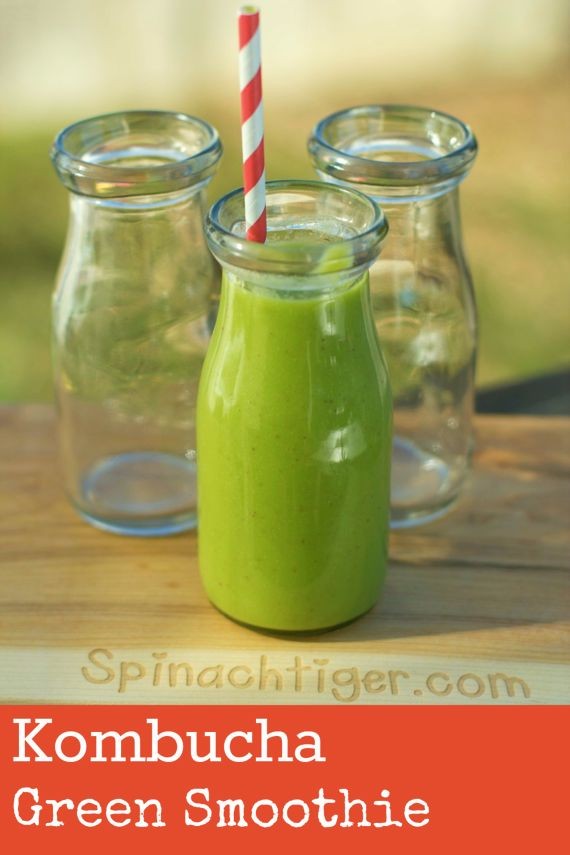 green smoothie with kale and kombucha in a glass