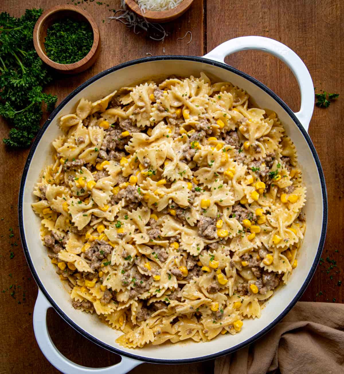 bowl of hearty ranch beef pasta