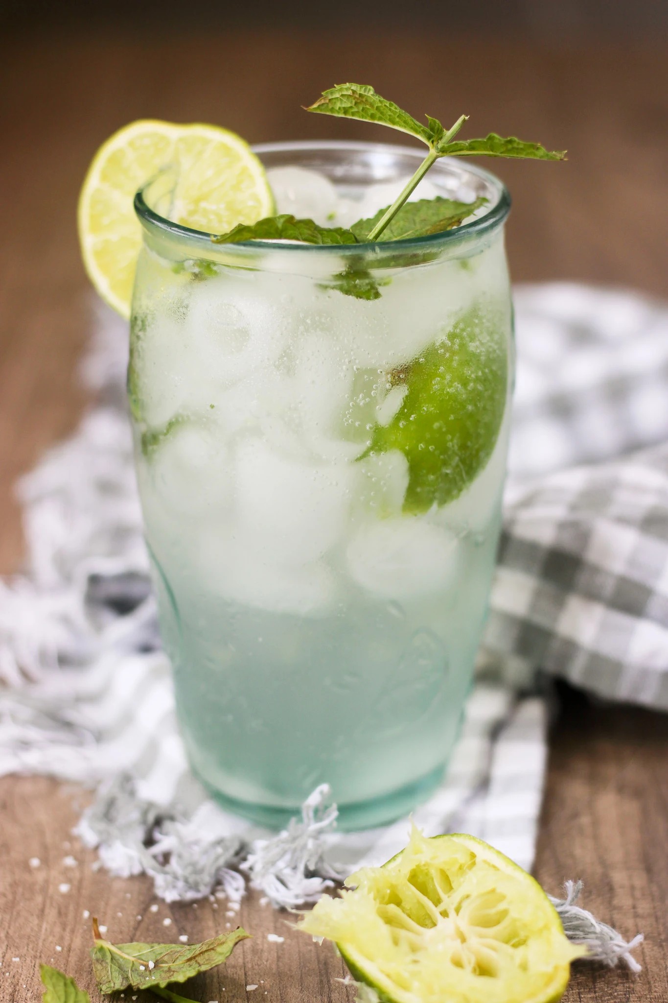 refreshing sushi rice virgin mojito on a sunny beach