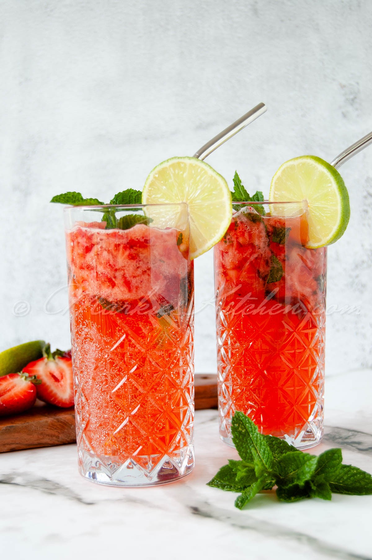 strawberry mint mojito mousse in a glass
