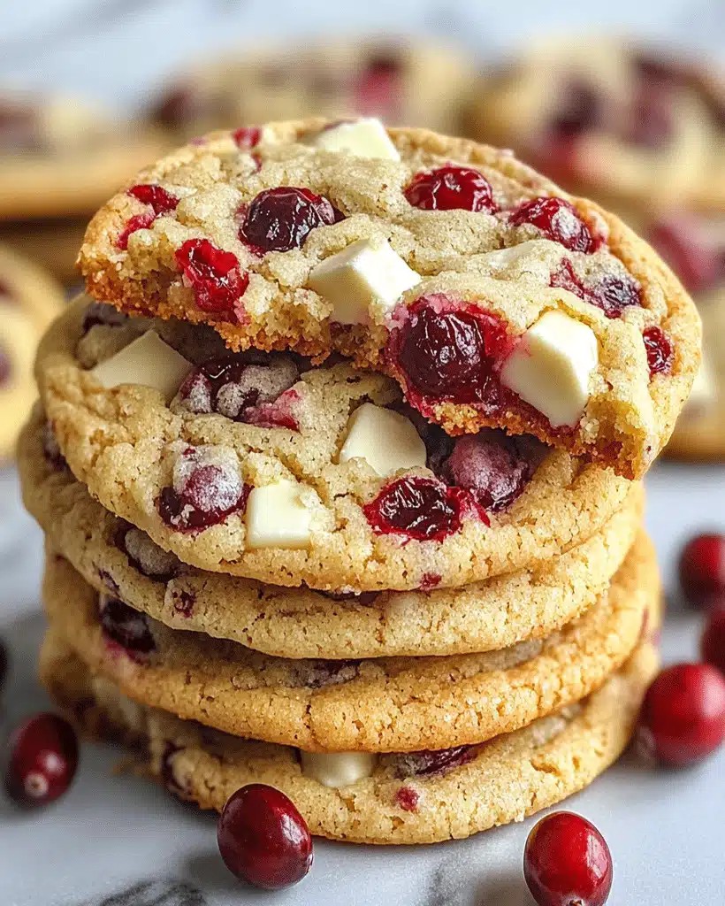 homemade white chocolate cranberry bliss cookies cooling on a wire rack