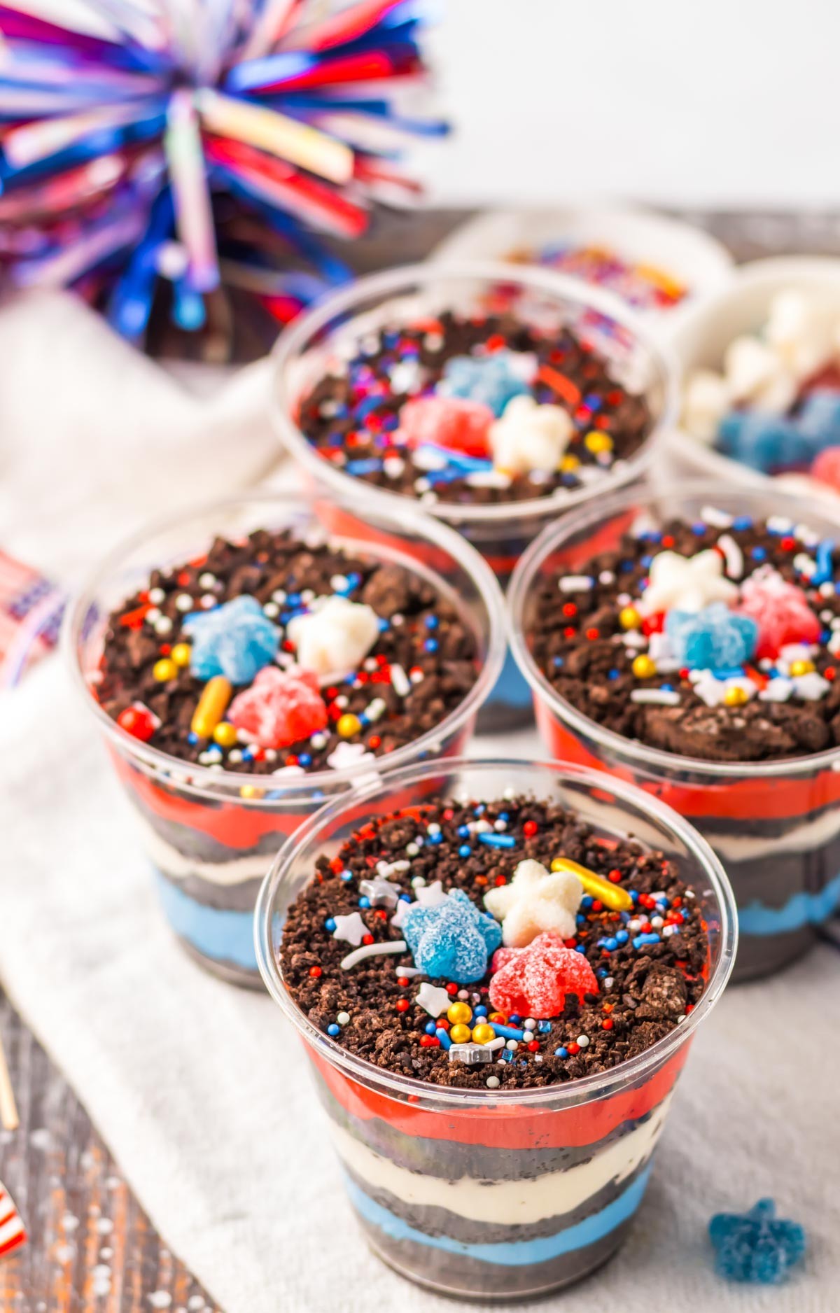 memorial day themed chocolate mousse cups