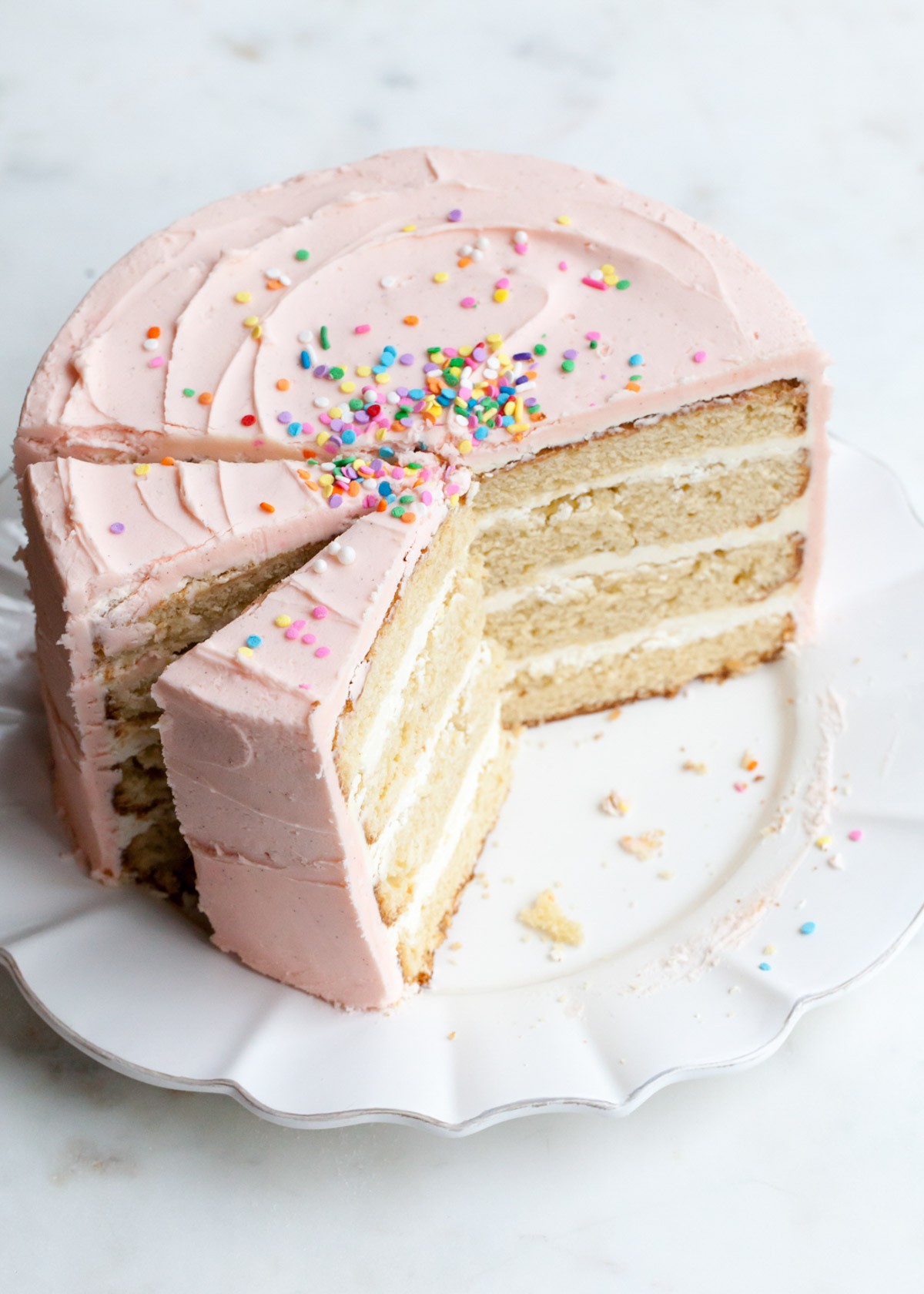 vanilla bean birthday cake with vanilla buttercream frosting