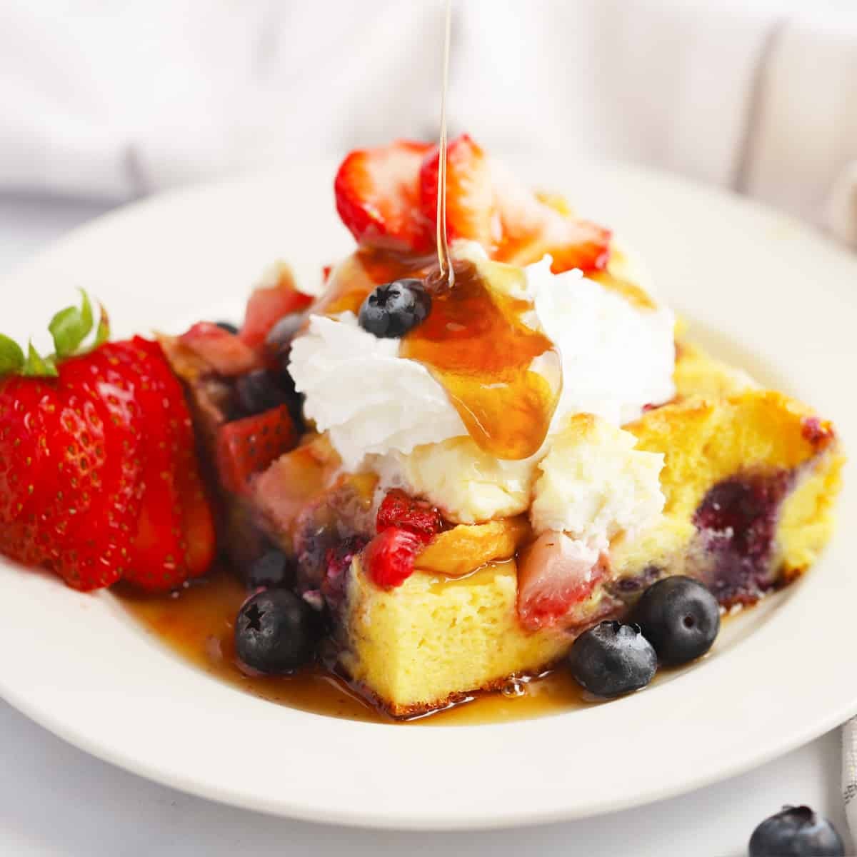 red white and blueberry french toast bake