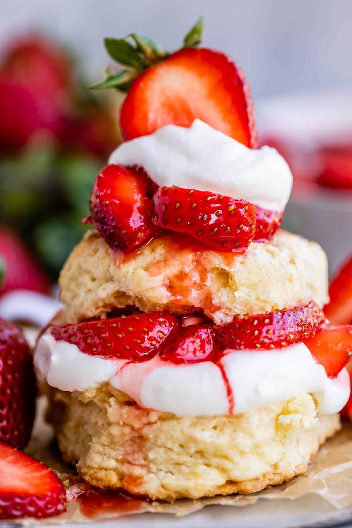 maple pecan strawberry shortcakes with whipped cream