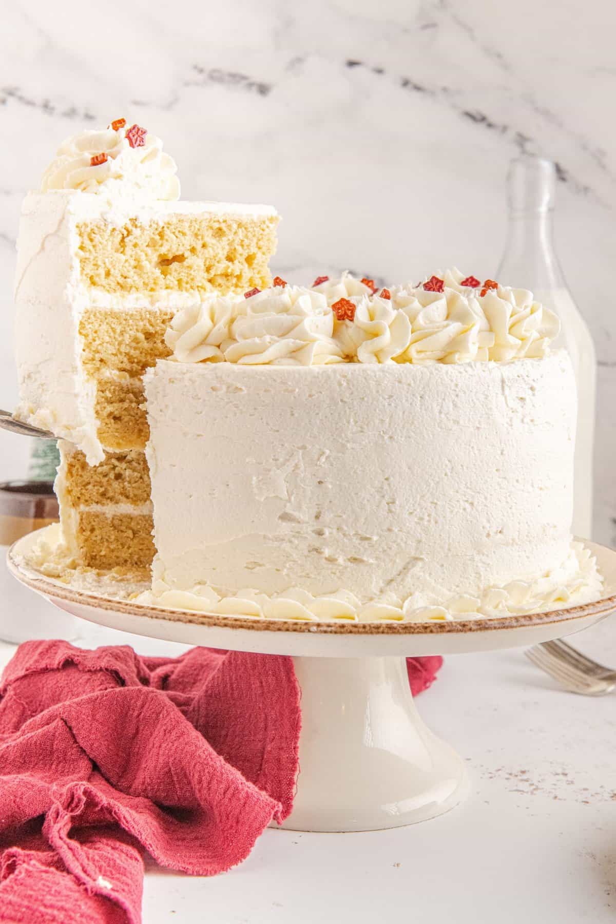 Vanilla Birthday Cake with Maple Syrup Frosting