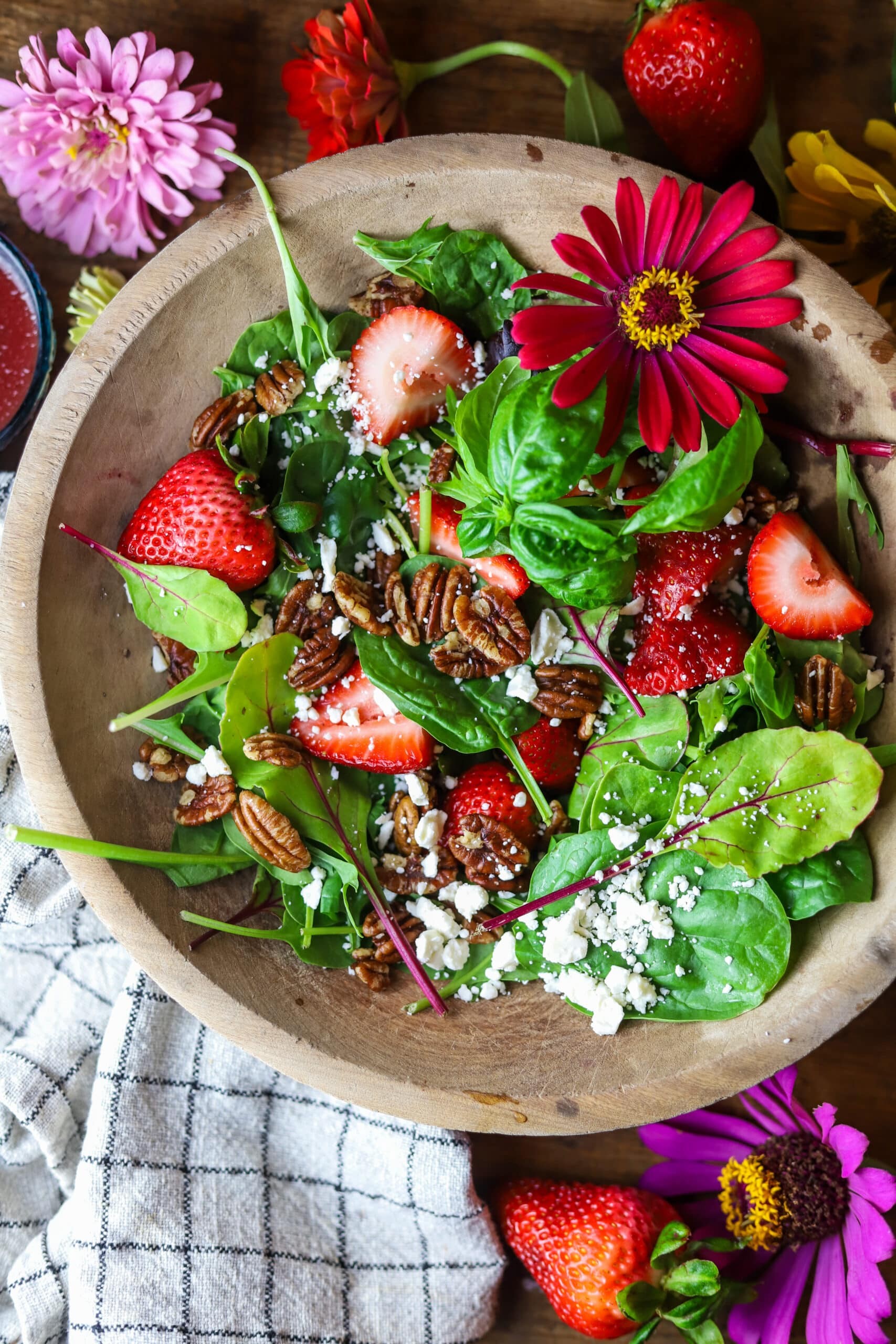 Strawberry Feta Diamond Dew Salad on a picnic table