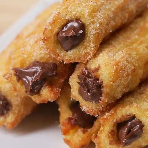 milk chocolate hazelnut churros golden brown and crispy