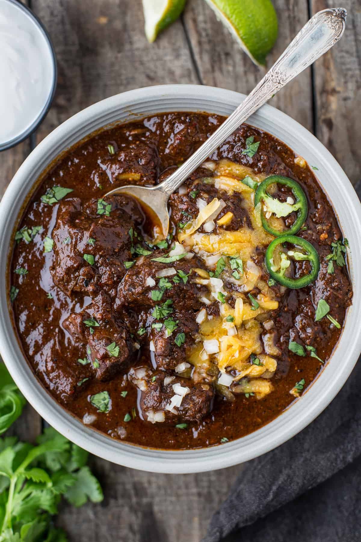 steaming bowl of Texas no bean chili